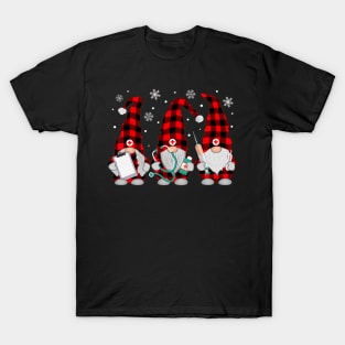 Nurse Christmas Gnome Cute Xmas Red Plaid Nurses T-Shirt